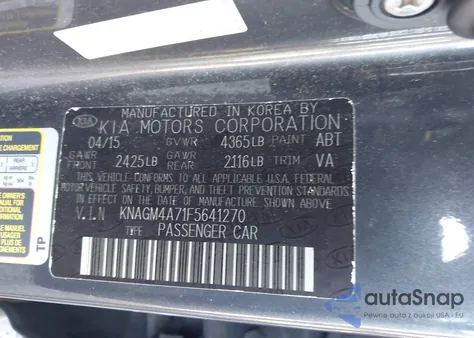 2015 Kia Optima Lx z USA, uszkodzony, nr VIN KNAGM4A71F5641270